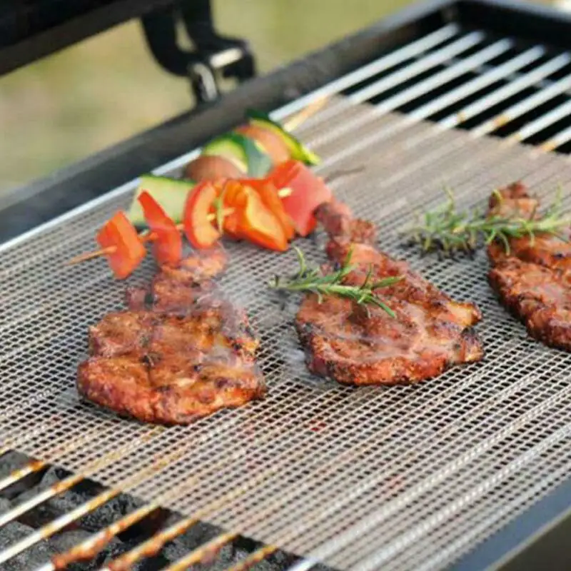

BBQ Grill Mat Reusable Kitchen Cooking Mesh Grill Mat Non-stick Teflon Grilling Mesh Mat Barbecue Liner Outdoor BBQ Accessories