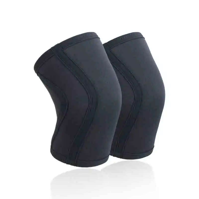 Профессиональный компрессионный рукав для приседания 7 мм Неопреновые наколенники для тяжелой атлетики наколенники Crossfit powerlifting наколенники - Цвет: Черный