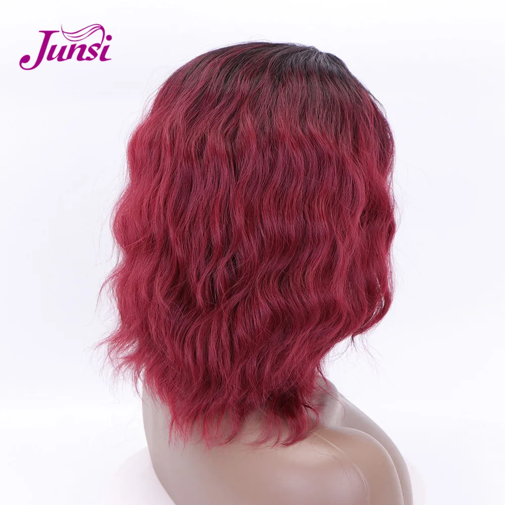 Короткие черные Ombre красные синтетические парики для женщин вьющиеся волосы темный корень хорошее качество цвет красного вина