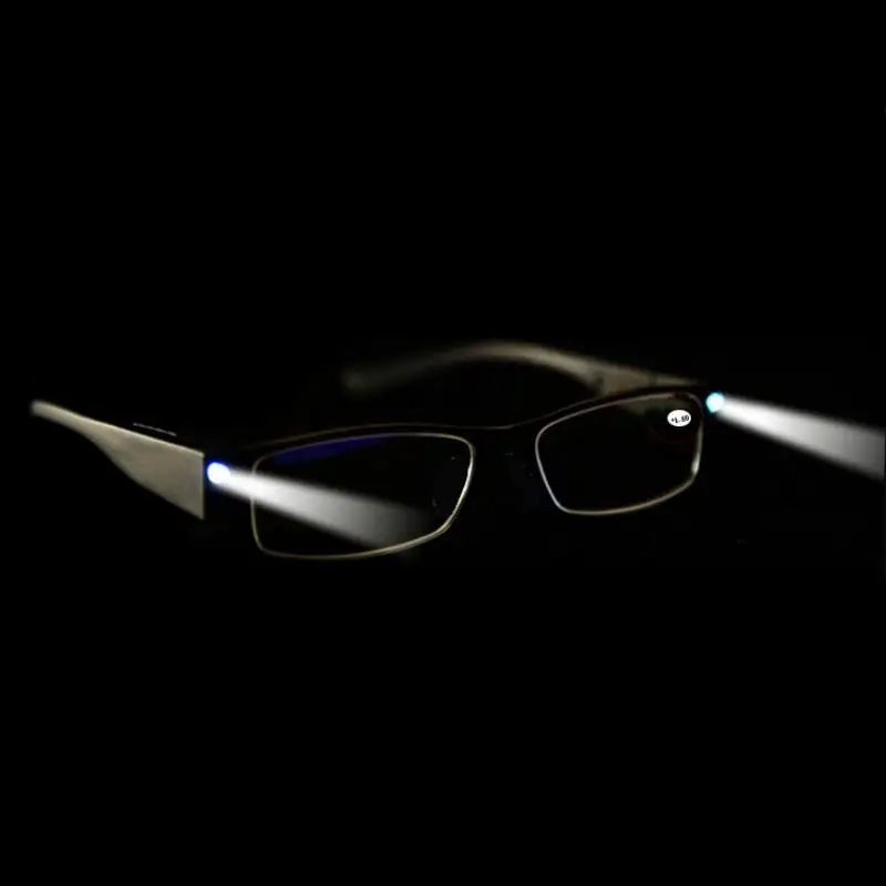 Mayitr 1pc Multi Strength LED Reading Glasses Professional LED Presbyopic Spectacle Diopter Magnifier Glasses +1.0-+4.0