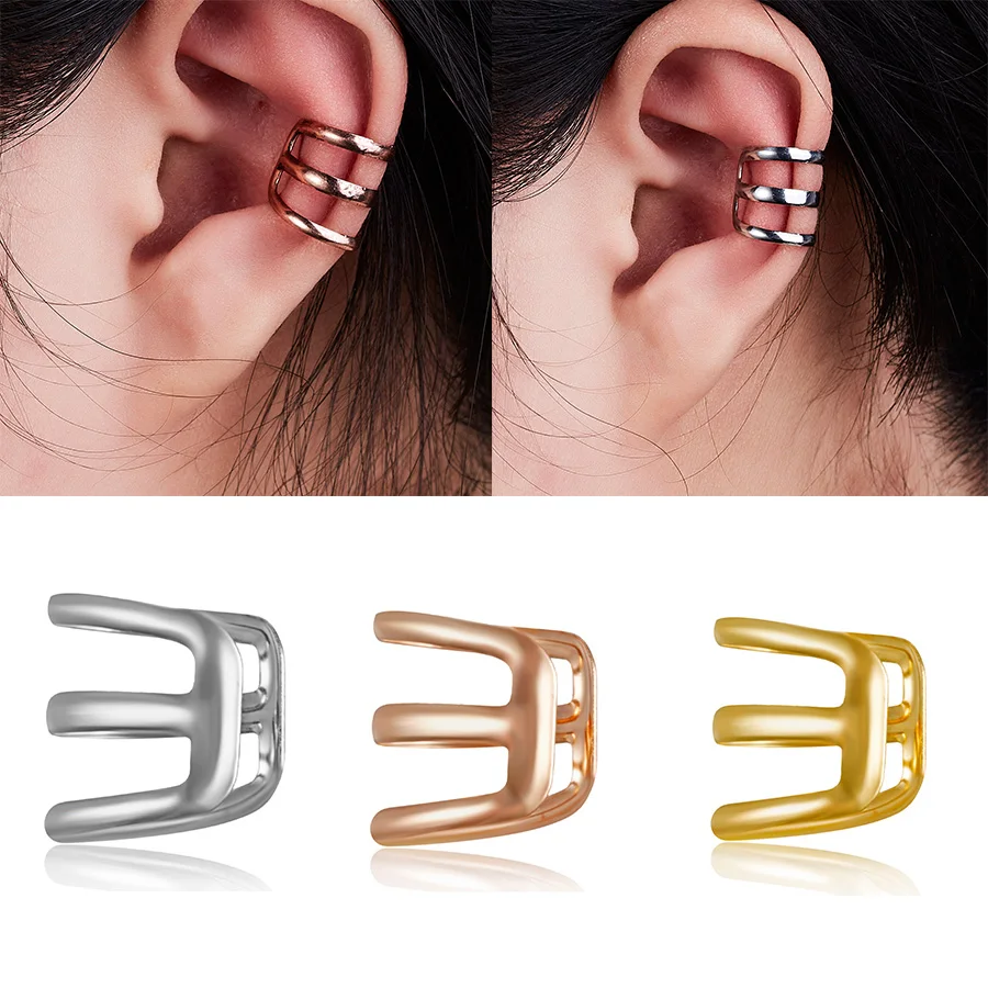 

New Fashion Punk Rock Ear Cuffs Earrings Earrings Piercing-Clip On Earrings No Earrings Men Women Jewelry Party Ear Clip 3 Color