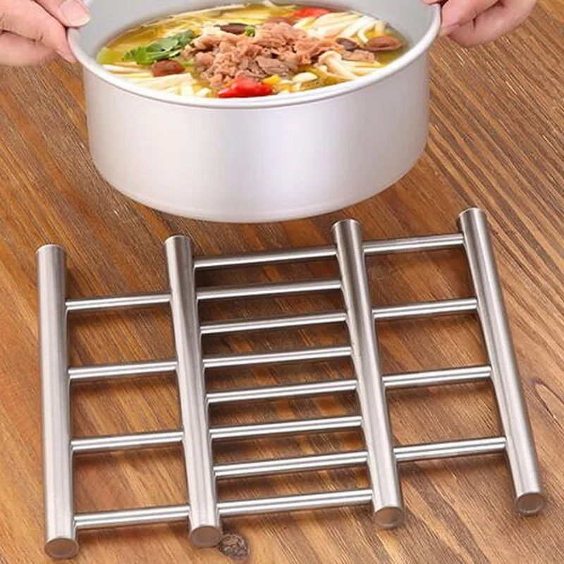 

Stainless steel heat insulation mat dining pot table mat creative kitchen tools large metal anti-hot mat