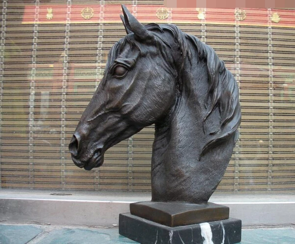 

wholesale factory Chinese pure Bronze Marble Carving Horse Head Decorative Art sculpture