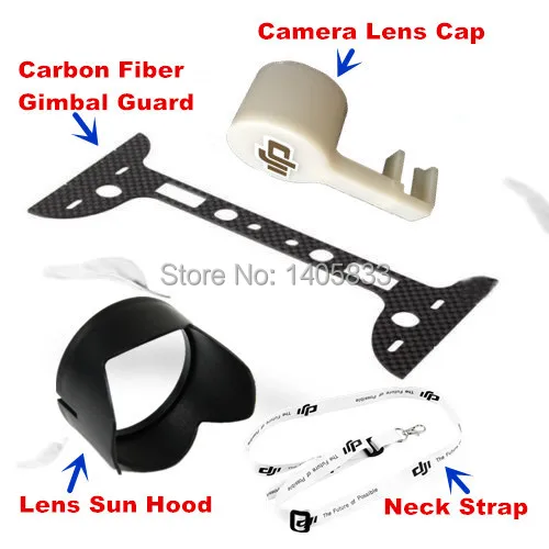 CF Gimbal Guard And Camera Lens Cover Cap And Camera Lens Sun Hood Sunshade Cap And Neck Strap F DJI Phantom 3 Professional Advanced