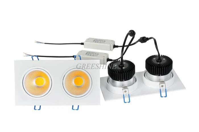 

2X10W LED COB Square Ceiling Light Dimmable White/Warm White RectangularLED Down Light 2700-6500K CRI>80/85/90 6pcs/lot