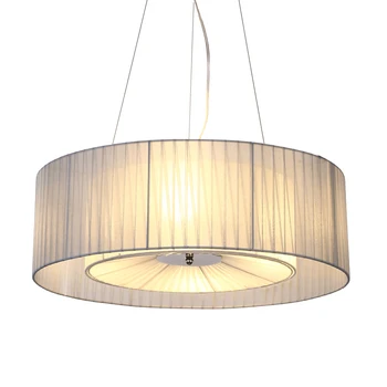 

Modern Simple Fabric Shade Drum Chandelier Light Nordic Hanging Lamp Restaurant Bedroom Living Room Lighting Fixture Lamps PL641