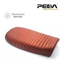 

Cafe Racer Flat Seat Waterproof Retro Vintage Locomotive Refit Stitching Stripes Motorcycle Cover Brown B