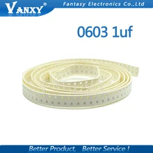 100 шт. 1 мкФ X5R ошибка 10% 16V 0603 105 SMD толстая пленка Бескорпусные Многослойные Керамика конденсатор с алюминиевой крышкой