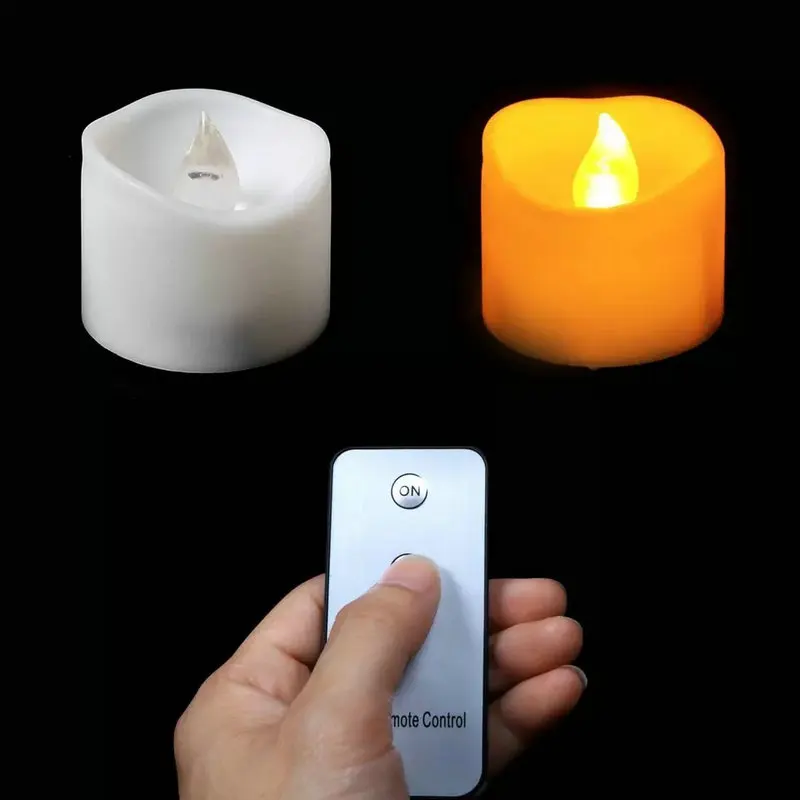 Remote controlled 24pcs Battery powered LED Candle tealight Flameless Flickering wavy Tea Light