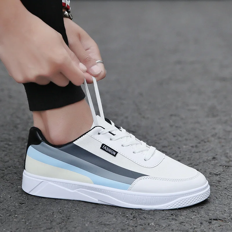

Leisure Shallow Flat Vulcanize Shoes for Men Casual Fashion Lace-up Canvas Shoes Summer Mixed Colors Boys Students Sneakers