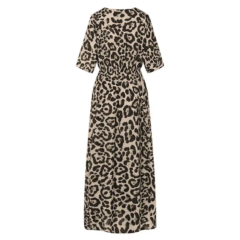 VONDA леопардовое платье для беременных Новинка года, Осеннее сексуальное платье с v-образным вырезом и высокой талией, длинные платья для вечеринок винтажное Повседневное платье для беременных