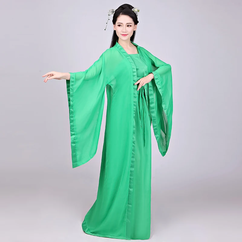 Белый Hanfu Китайский древний Белый с длинным рукавом костюмы женские династии Хань юбка для женщин сценические одежда для косплея BL1205