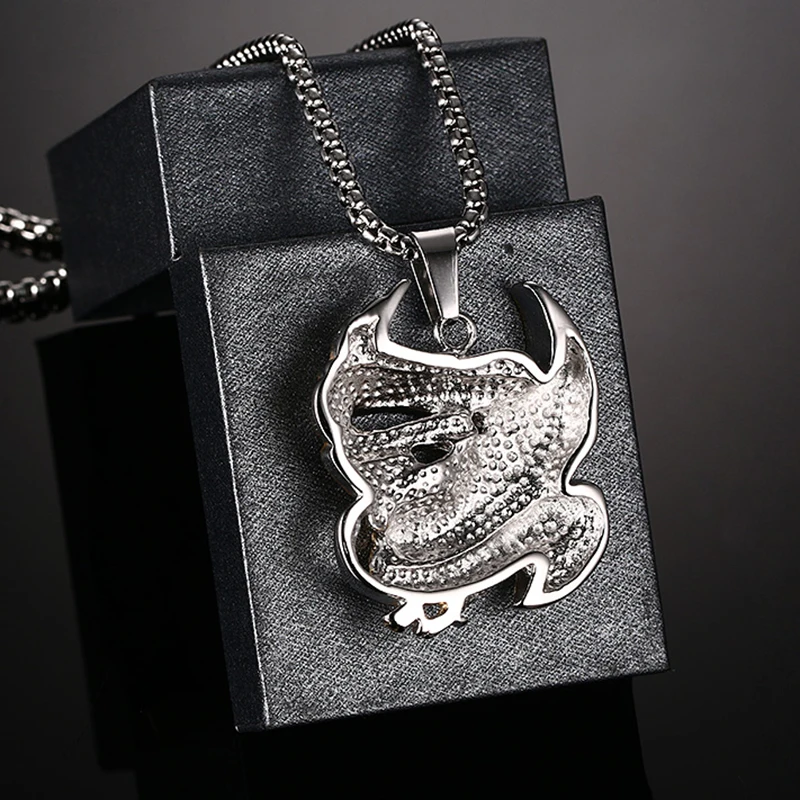 Qevila New Fashion Necklaces Punk Stainless Steel Gold Eagle Pendant Necklaces Silver Link Chian Necklace Men Women Jewelry Gift (1)