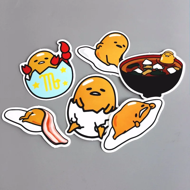 

6pcs Gudetama funny Doodle sticker laptop notebook skateboard Luggage Suitcase Table PVC waterproof decal vinyl car stickers