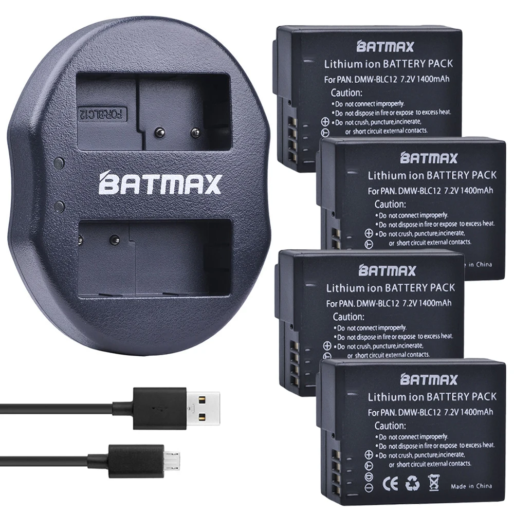 4 шт DMW-BLC12 BLC12E BLC12PP BLC12 батареи + двойное зарядное устройство USB для Panasonic Lumix FZ1000 FZ200