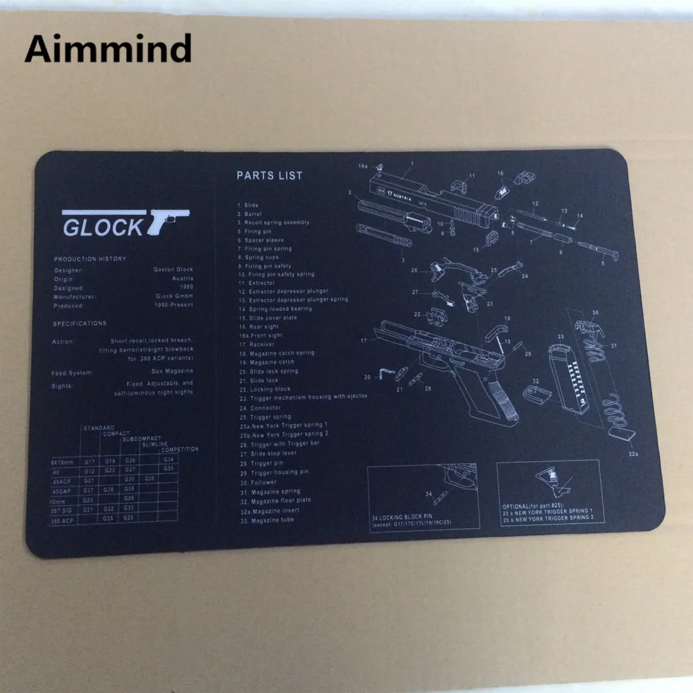 AR15 AK47 пистолет резиновые перчатки для уборки коврик с Запчасти схема и инструкции оружейников коврик для верстака Мышь коврик для Glock XD SIG