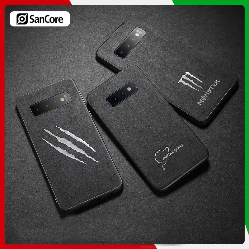 

SanCore iPhone Samsung S10 lite plus phone Case Leather ALCANTARA Business tpu luxury premium cellphone shell pattern business