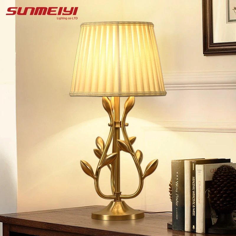 Американский медный Светодиодный Настольные лампы для спальни освещение lampara светодиодный escritorio настольная лампа прикроватная для гостиничного Кабинета luminaria mesa