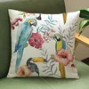 Tropical Plant Leaves Flowers Flamingo Bird Parrot Home Decoration Couch Cushion Office Chair Back Pillow for Sofa Linen Cotton 4