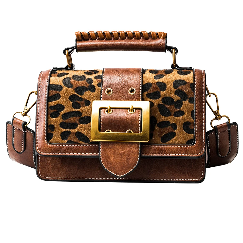 

LXTAZG Fashion Famous Designer Brand Small Women Fake animal fur Handbags Leopard buckets Shoulder Bag CrossBody Messenger Bags