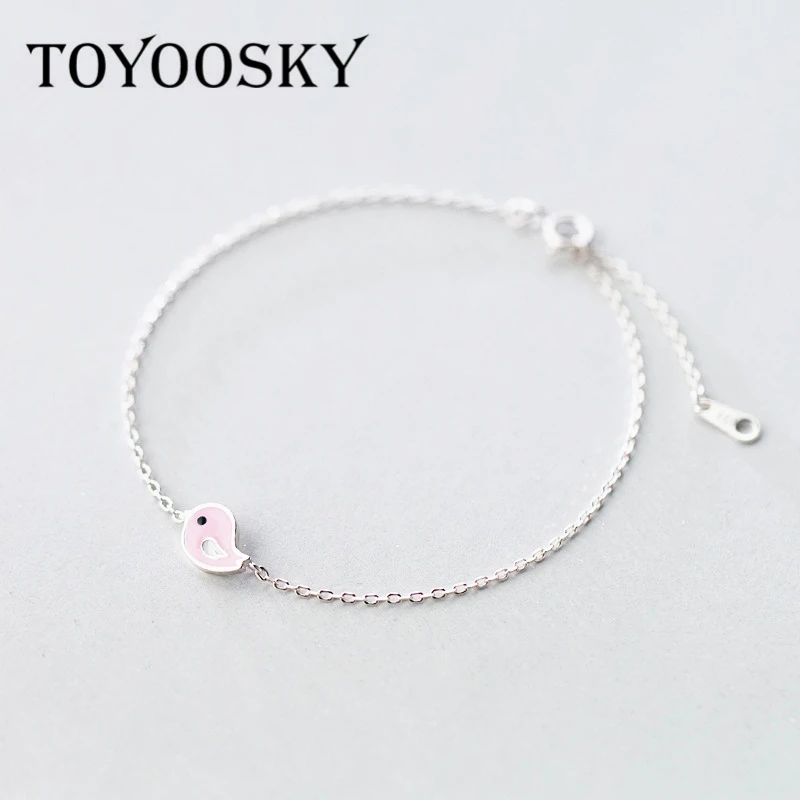 

TOYOOSKY Bracelets 925 Sterling Silver Fresh Sweet Pink Zodiac Chicken Personality Wild Tide Bracelet