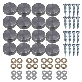 

BQLZR 16pcs Slilver Furniture Stainless Steel Mirror Screw Round Cap Nails 16mm