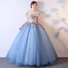 Quinceanera Vestidos кружевное Сетчатое платье вне плечо Элегантный бальное платье для девочек Vestdo De 15 Anos аппликация цветок Дебютант на заказ