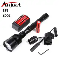 Anjoet 6000 ルーメンタクティカルレーザー懐中電灯 CREE 3T6 電源 5 モードトーチランプ光 Led キャンプ狩猟釣り用防水トーチ