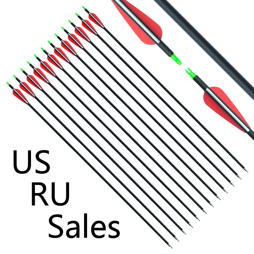 

US RU 6/12/24/36 pcs 30 Inches Spine 500 Mixed Carbon Arrow Diameter 7.8 mm Shaft for Compound Recurve Bow and Arrow Archery