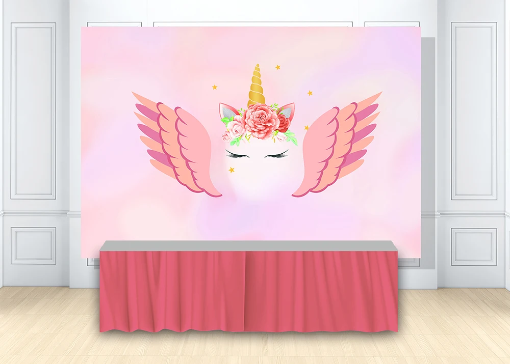 HUAYI unicorn birthday party Photography Backdrop for newborn girl baby shower decor Backdrop Angel wings photo Background W1864