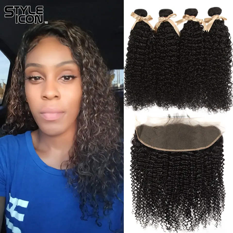 

Styleicon Kinky Curly Bundles with Closure Curly Human Hair Bundles with Frontal Brazilian Curly Hair Bundles with Closure 13x4