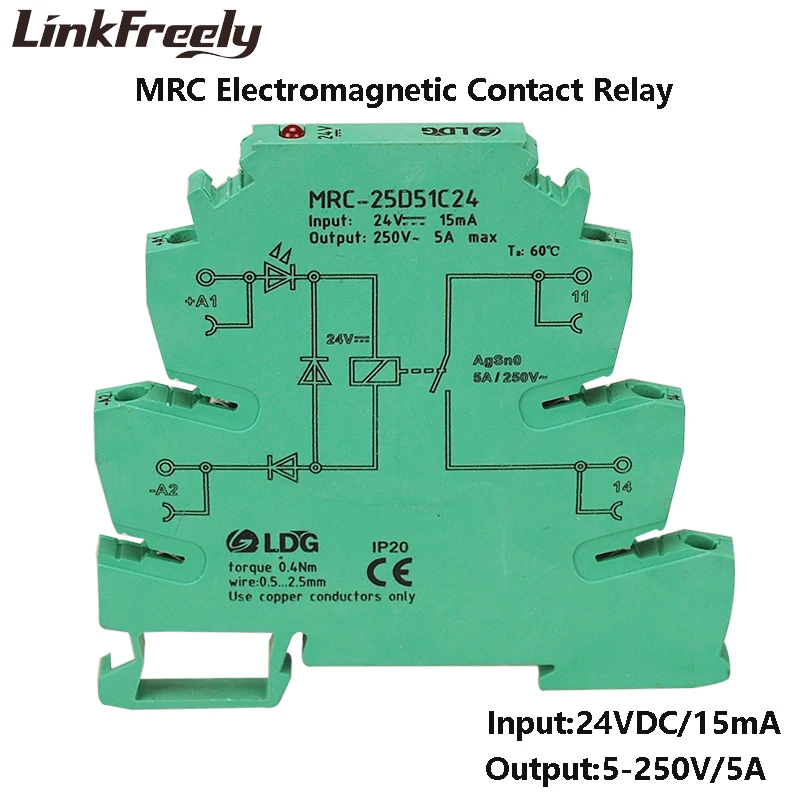 

MRC-25D51C24 DC 24V PLC Board Voltage Relay Electromagnetic Contact Interface Relay Module 5V 12V DC 120V 230V AC 1NO contact