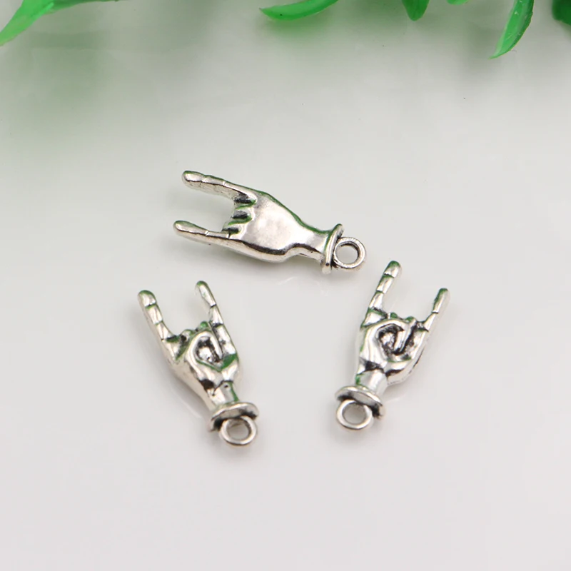 

XCHARMS 15pcs Charms Hand Corna Sign of the horns 22*10mm Pendants Making Handmade Necklace Silver Jewelry Findings Accessories