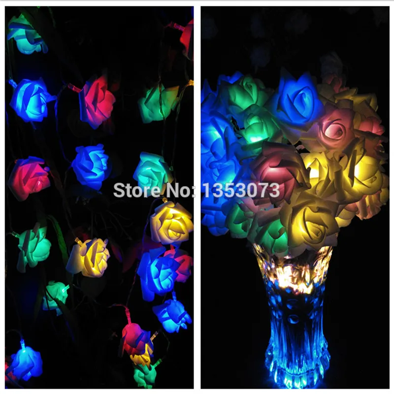 Rose Flower LED Valentines Day String Lights Colorful Rosa Christmas Festival Party Garden Bedroom lumiere - rgb lighting 1-6