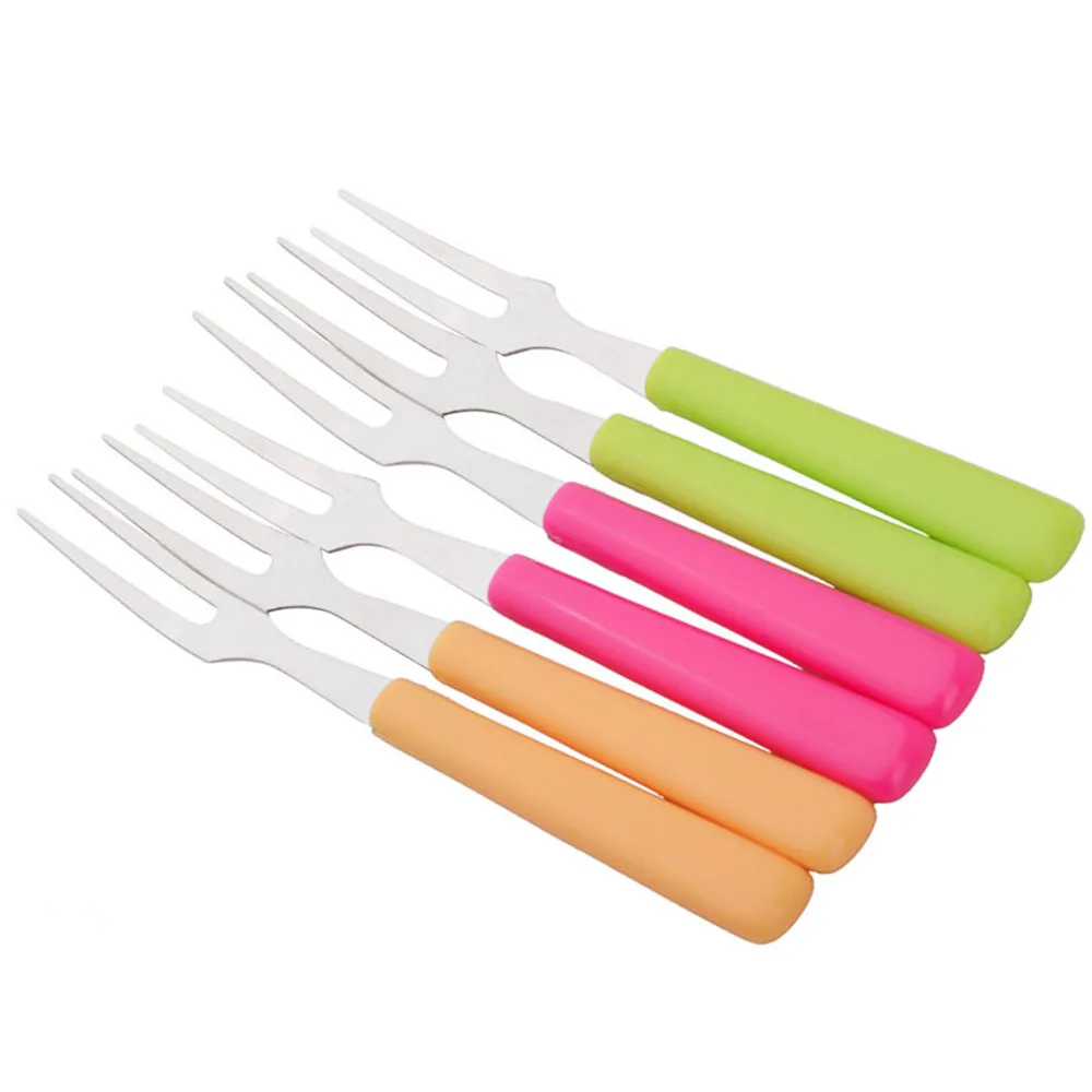 6 Pcs Stainless Steel Fruit Fork Fruit Fork Set Sticks Creative Fork
