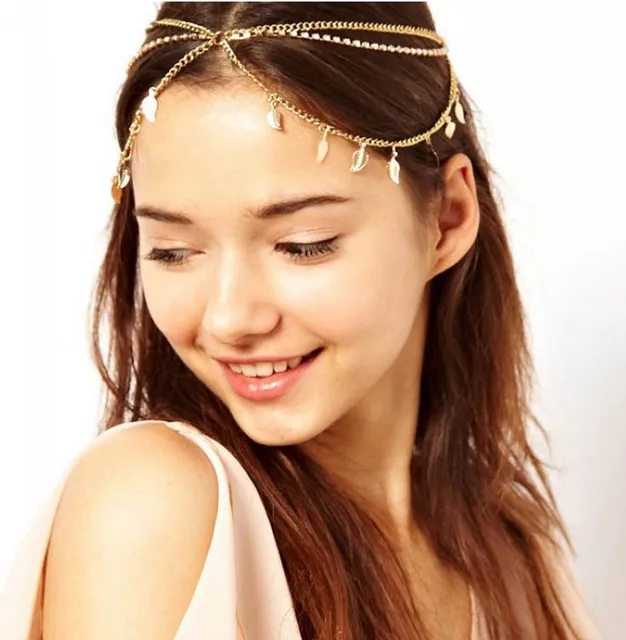 Vintage Chain Hairband Multilayer Hair Accessories Grecian Leaf New Vintage Chain Hairband Multilayer Hair Accessories Grecian Leaf New Forehead Crown For Women