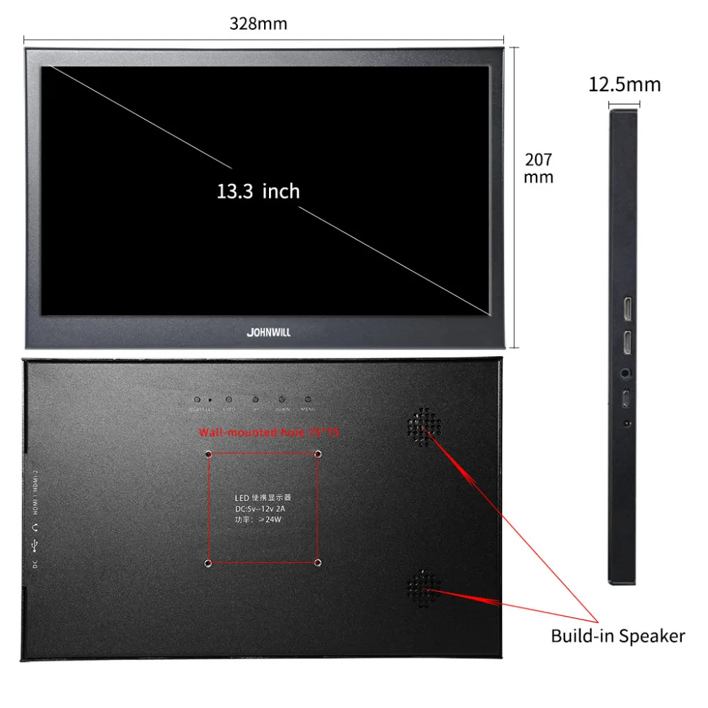 1080P Full HD монитор для PS3 PS4 Xbo X360 13 3 дюйма портативный дисплей Raspberry Pi с HDMI USB DC