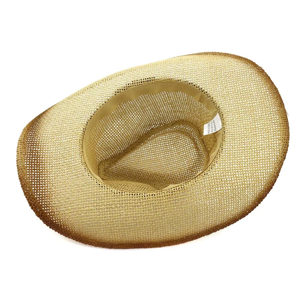 Cowboy Man Sun Hat Summer Straw Panama Casual Beach Wide Brim Outdoor Cap Accessory (10)