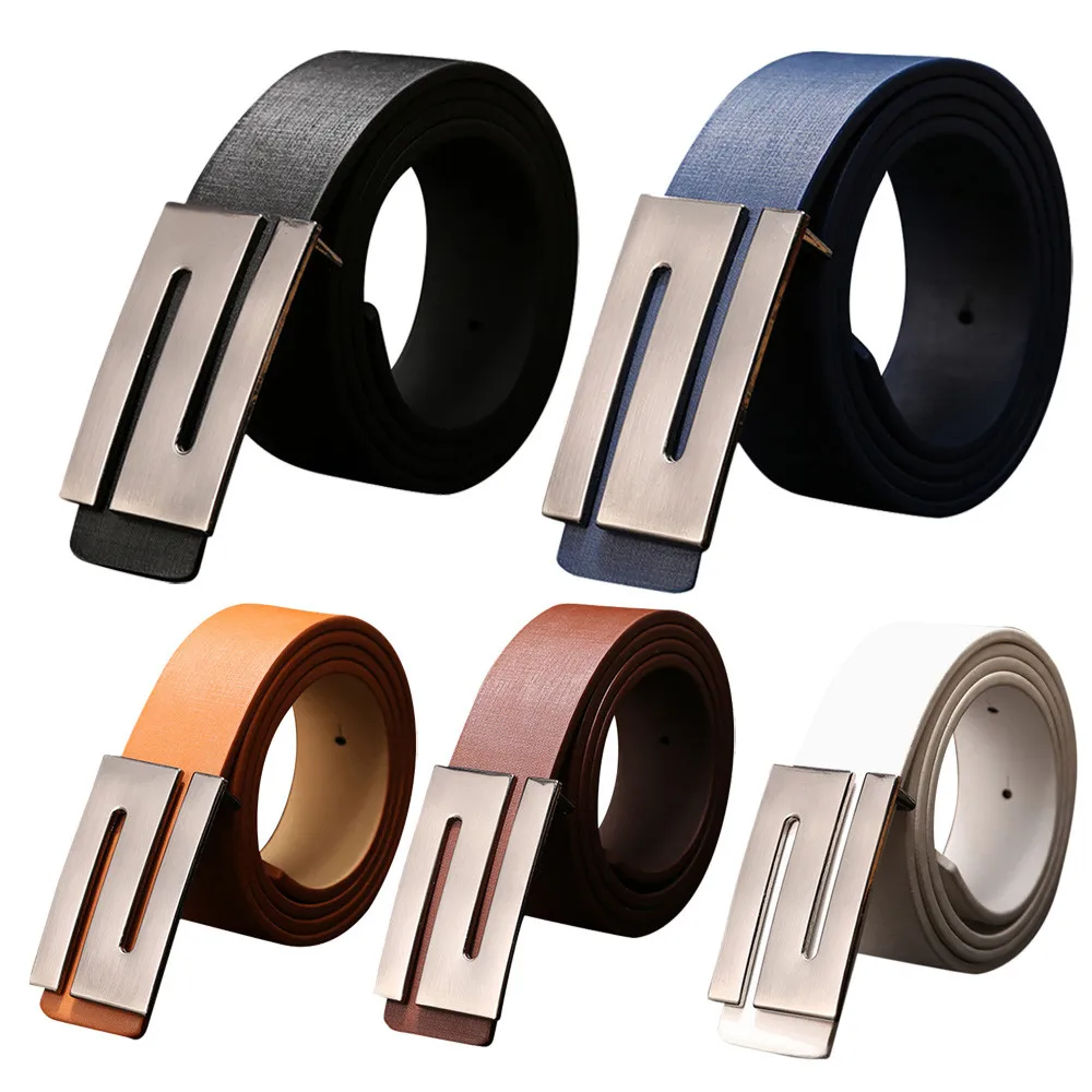 

Unisex Belt 2019 Men Women Automatic Buckle Leather Waist Strap Belts Buckle Belt