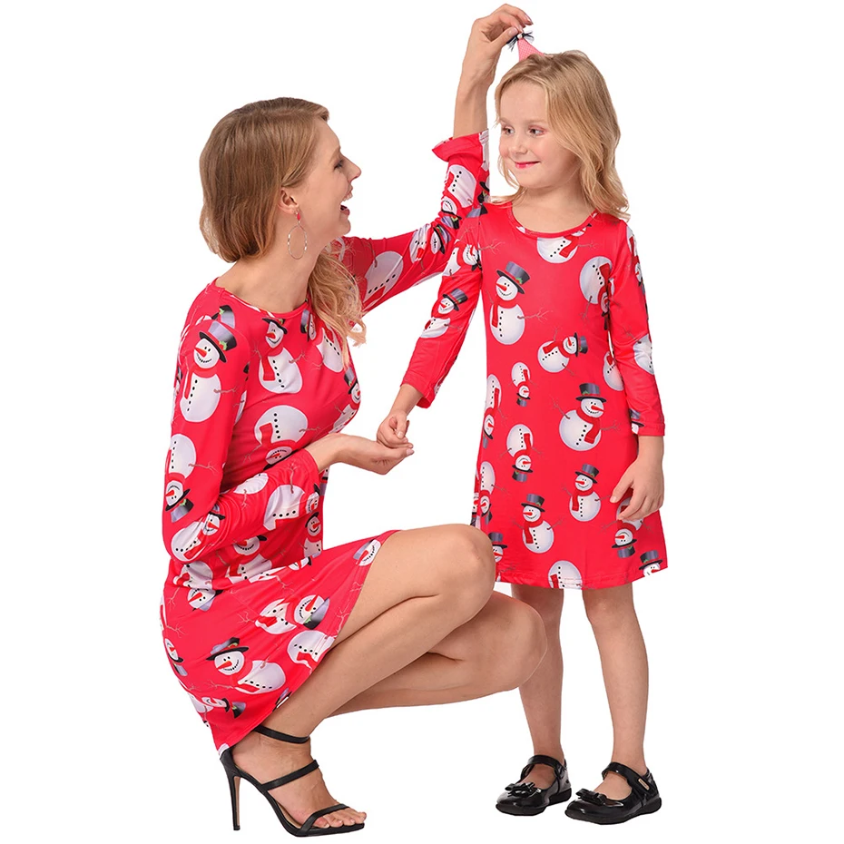 2018 christmas mother daughter dresses clothes mommy and me family matching mom and daughter dress kids parent child outfits (3)