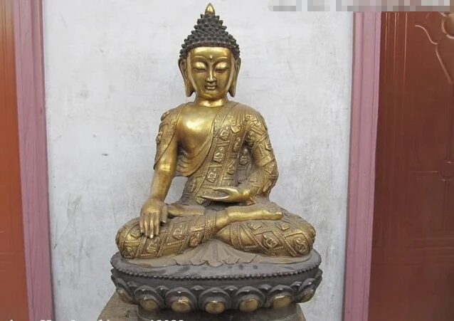 

song voge gem S0519 22"Buddhism temple classical Bronze Gild Amitabha Sakyamuni Buddha King Statue