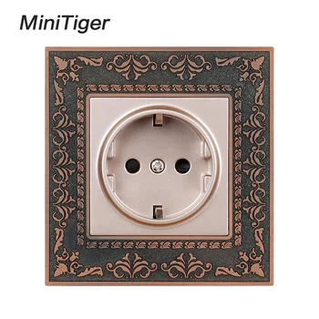 

Minitiger 16A EU/RU Standard Power Socket 4D Embossing Retro Zinc Alloy Panel Wall Power Socket AC 110~250V