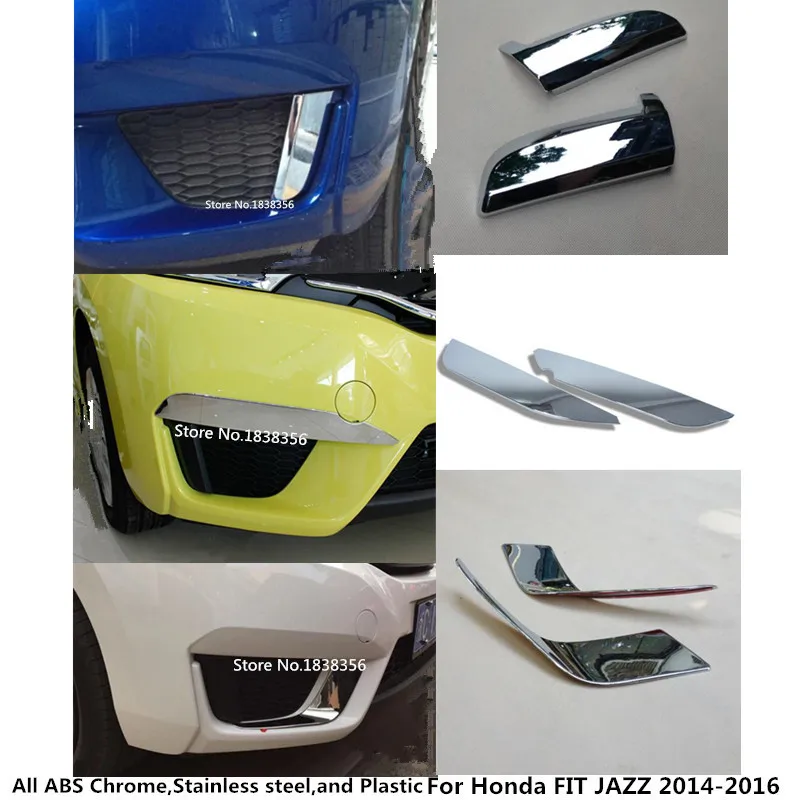 

Car styling detector ABS Chrome cover trim Head front fog light lamp frame stick moulding 2pcs For Honda FIT JAZZ 2014 2015 2016