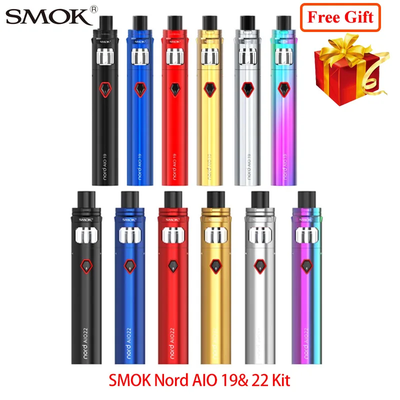

Original Vape pen SMOK Nord 19&22 AIO Vape Kit 1300mAh battery & MTL Atomizer fit nord mesh coil ALL IN ONE E cigarette vape Kit