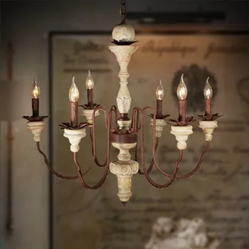 Cheap Vintage Loft Wood Chandelier Bar Counter Pendant Lamp Table American Style Light Fixture