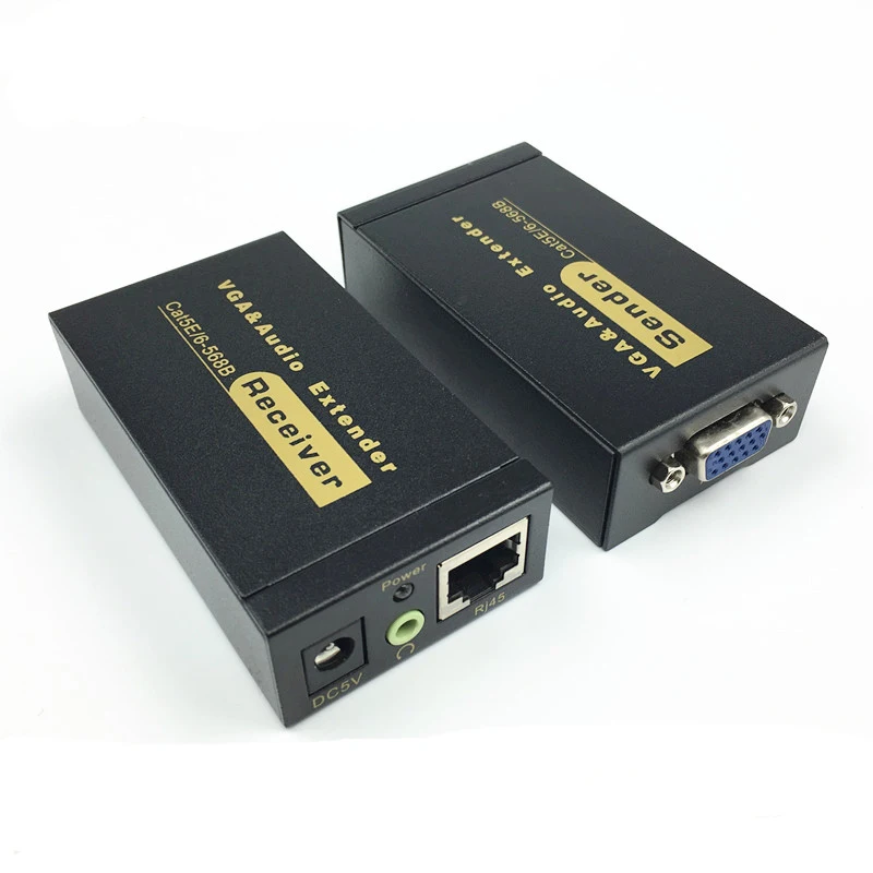  100 M Hd 1080P Utp Extender Vga RJ45 1X1 Splitter con 3.5 Mm Audio RJ45/Cat5e /6 Cavo Ethernet per 