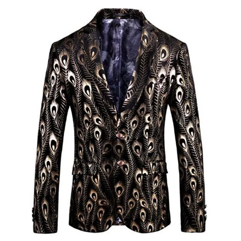 Buy 2018 new deluxe Golden Peacock Feather men's groom