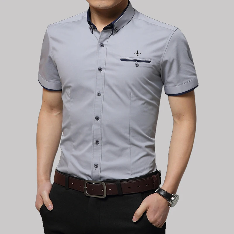 Dudalina 2019 جديد وصول العلامة التجارية الرجال الصيف قميص رسمي للأعمال قصيرة الأكمام بدوره إلى أسفل طوق سهرة قميص قميص الرجال قمصان