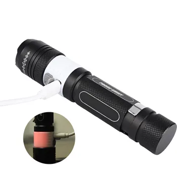 

20pcs/lot 2 in 1 T6 LED Flashlight + COB Work Lights 3 Modes Zoomable Rechargeable Outdoor Emergency Light Lamp Torch