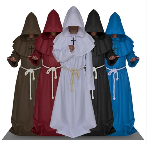 

FREE SHIPPING Monk Hooded Robes Cloak Cape Friar Medieval Renaissance Priest Men Costume Cosplay Halloween costume for men